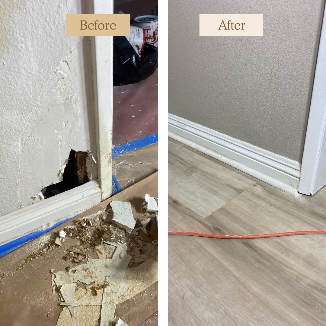 Patched wall finished cleanly after drywall repair